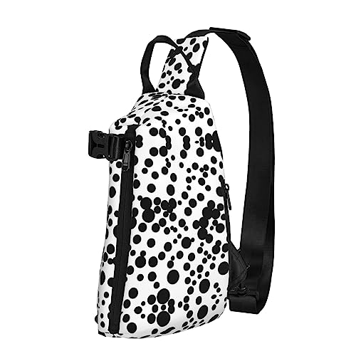 Wasserdichte Polyester-Gürteltasche, langlebig und leicht, Crossbody-Schultertasche für Damen, ideal für Reisen, Schwarz / Weiß / Milchkuh, Schwarz & Weiß Big Dot, Einheitsgröße von OdDdot