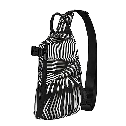 Wasserdichte Polyester-Gürteltasche, langlebig und leicht, Crossbody-Schultertasche für Damen, ideal für Reisen, Schwarz / Weiß / Milchkuh, Schwarz-weiß gestreift, Einheitsgröße von OdDdot