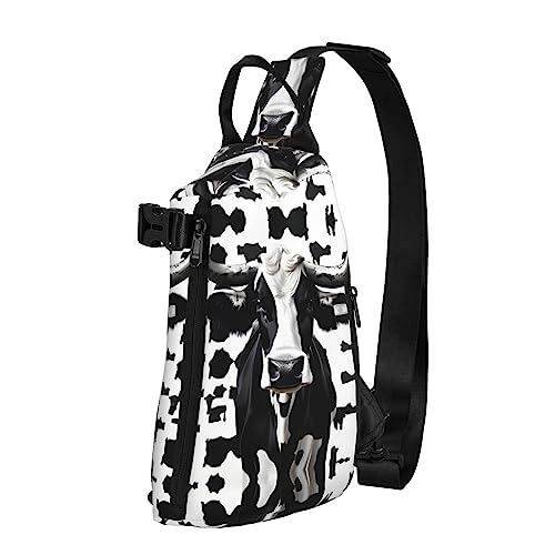 Wasserdichte Polyester-Gürteltasche, langlebig und leicht, Crossbody-Schultertasche für Damen, ideal für Reisen, Schwarz / Weiß / Milchkuh, Schwarz-weißer Kuhdruck, Einheitsgröße von OdDdot