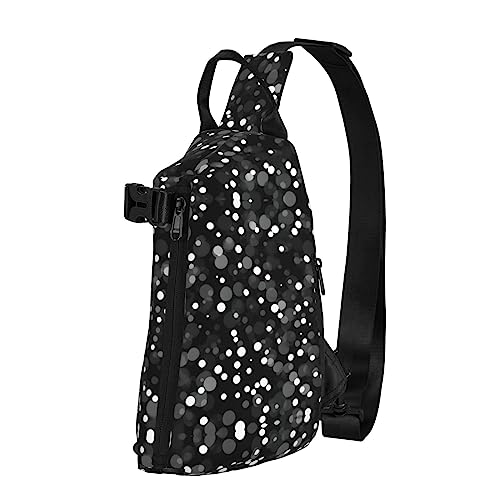 Wasserdichte Polyester-Gürteltasche, langlebig und leicht, Crossbody-Schultertasche für Damen, ideal für Reisen, Schwarz / Weiß / Milchkuh, Schwarz-weißer Punktdruck, Einheitsgröße von OdDdot