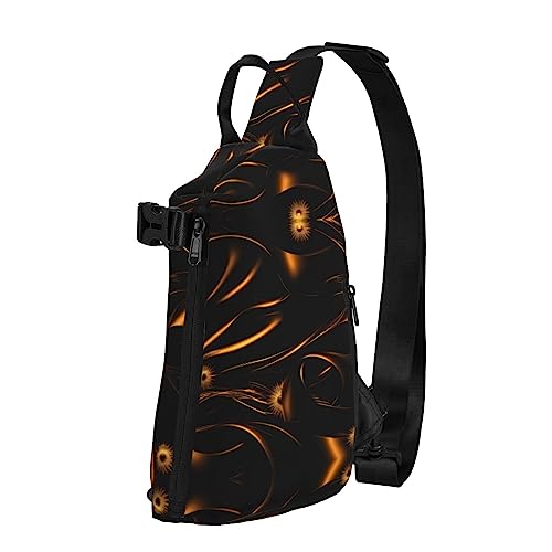 Wasserdichte Polyester-Gürteltasche, langlebig und leicht, Crossbody-Schultertasche für Damen, ideal für Reisen, Schwarz / Weiß / Milchkuh, Schwarzer und goldener Hintergrund, Einheitsgröße von OdDdot