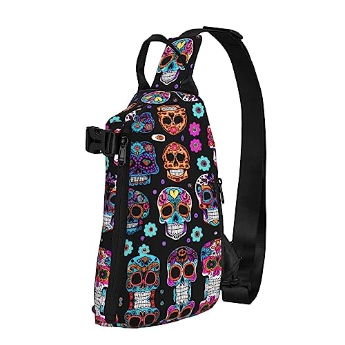 Wasserdichte Polyester-Gürteltasche, langlebig und leicht, Crossbody-Schultertasche für Damen, ideal für Reisen, Sugar Skull, Sugar Skull, Einheitsgröße von OdDdot