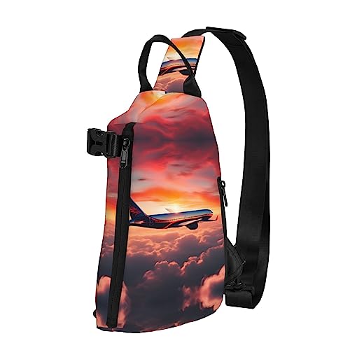 Wasserdichte Polyester-Gürteltasche, langlebig und leicht, Crossbody-Schultertasche für Damen, ideal für Reisen, Tiere, Ziege, Flugzeug Sonnenuntergänge Himmel, Einheitsgröße von OdDdot