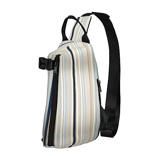 Wasserdichte Polyester-Gürteltasche, langlebig und leicht, Crossbody-Schultertasche für Damen, ideal für Reisen, chinesische Landschaftsmalerei, Blau Beige Streifenmuster, Einheitsgröße von OdDdot