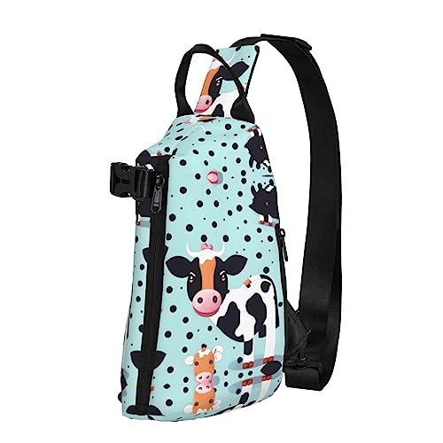 Wasserdichte Polyester-Gürteltasche, langlebig und leicht, Crossbody-Schultertasche für Damen, ideal für Reisen, niedliche Dackel-Hunde, Niedliche Kuh, gepunktet, Einheitsgröße von OdDdot