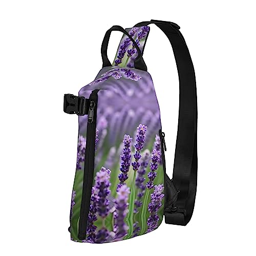 Wasserdichte Polyester-Gürteltasche, langlebig und leicht, Crossbody-Schultertasche für Damen, ideal für Reisen, violett, Lavendel, Blumen, Lila Lavendel Blumen Blumen, Einheitsgröße von OdDdot