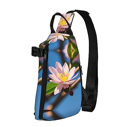 Wasserdichte Polyester-Gürteltasche, langlebig und leicht, Crossbody-Schultertasche für Damen, ideal für Reisen, violett, Lavendel, Blumen, Rosa Mandelblüte, Einheitsgröße von OdDdot