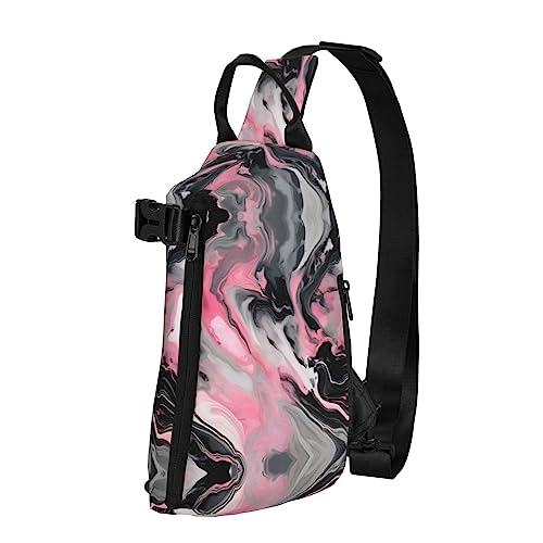 Wasserdichte Polyester-Gürteltasche, langlebig und leicht, Crossbody-Schultertasche für Damen, ideal für Reisen, violett, Lavendel, Blumen, Rosa abstrakte Tinte Marmor Grau Künstlerisch, Einheitsgröße von OdDdot