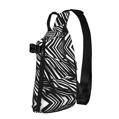 Wasserdichte Polyester-Gürteltasche, langlebig und leicht, Crossbody-Schultertasche für Damen, ideal für Reisen, weißes Marmor-Rotgold-Muster, Streifen Schwarz Weiß, Einheitsgröße von OdDdot