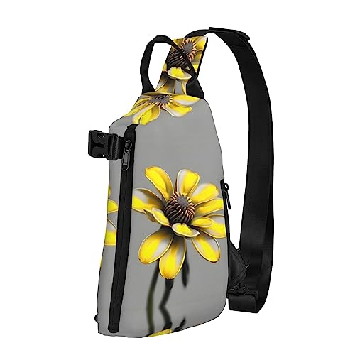 Wasserdichte Polyester-Gürteltasche, langlebig und leicht, Crossbody-Schultertasche für Damen, ideal für Reisen Jet-Kämpfer, Gelb Grau Blume, Einheitsgröße von OdDdot