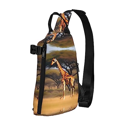 Wasserdichte Polyester-Gürteltasche, langlebig und leicht, Crossbody-Schultertasche für Damen, ideal für Reisen im Flugzeug bei Sonnenuntergang, Afrika Giraffe Majestätischer Baum, Einheitsgröße von OdDdot