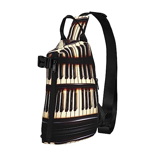 Wasserdichte Polyester-Gürteltasche, langlebig und leicht, Crossbody-Schultertasche für Damen, ideal für Reisen mit Klavier mit Musiknoten, Klaviertasten mit Musiknoten, Einheitsgröße von OdDdot