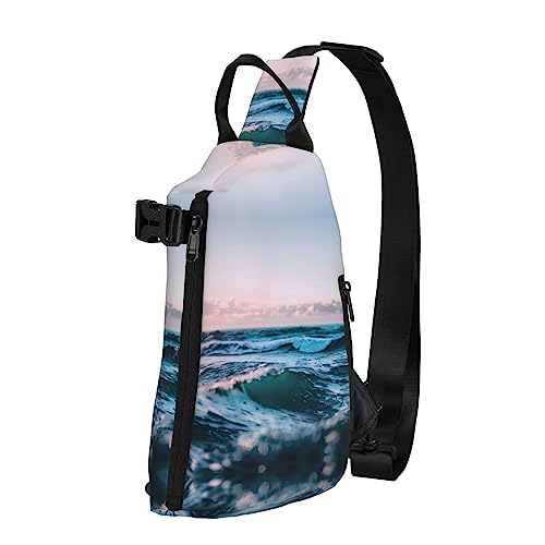 Wasserdichte Polyester-Gürteltasche, langlebig und leicht, Crossbody-Schultertasche für Damen, ideal für Reisen mit Ozeanwellen, Ocean Waves, Einheitsgröße von OdDdot