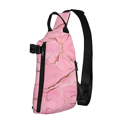 Wasserdichte Polyester-Gürteltasche, langlebig und leicht, Crossbody-Schultertasche für Damen, ideal für Reisen mit Pommerschen Muster, Textur Marmor Rosa, Einheitsgröße von OdDdot