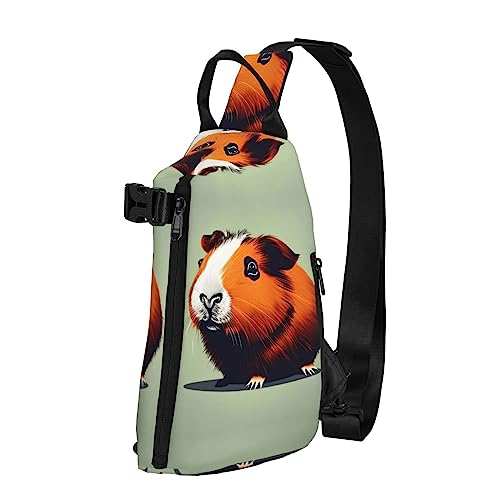 Wasserdichte Polyester-Gürteltasche, langlebig und leicht, Crossbody-Sling-Tasche für Damen, ideal für Reisen, letzte Sonnenstrahlen von über dem Meer Wellen, Meerschweinchen-Illustration, von OdDdot