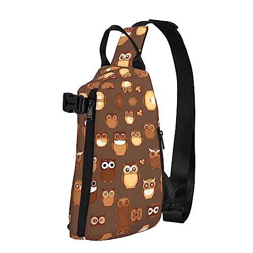 Wasserdichte Polyester-Gürteltasche, langlebig und leicht, Crossbody-Sling-Tasche für Damen, ideal für Reisen, niedliche Tupfen, Niedliche braune Cartoon-Eule, Einheitsgröße von OdDdot