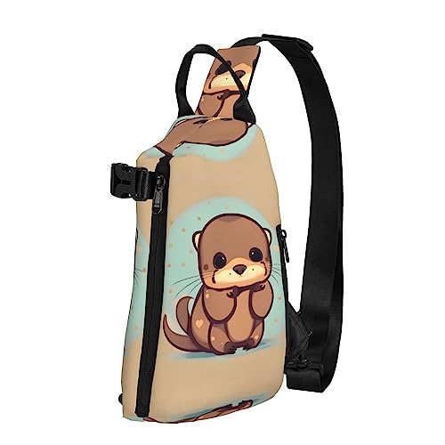 Wasserdichte Polyester-Gürteltasche, langlebig und leicht, Crossbody-Sling-Tasche für Damen, ideal für Reisen, niedliche Tupfen, Niedlicher Otter, Einheitsgröße von OdDdot