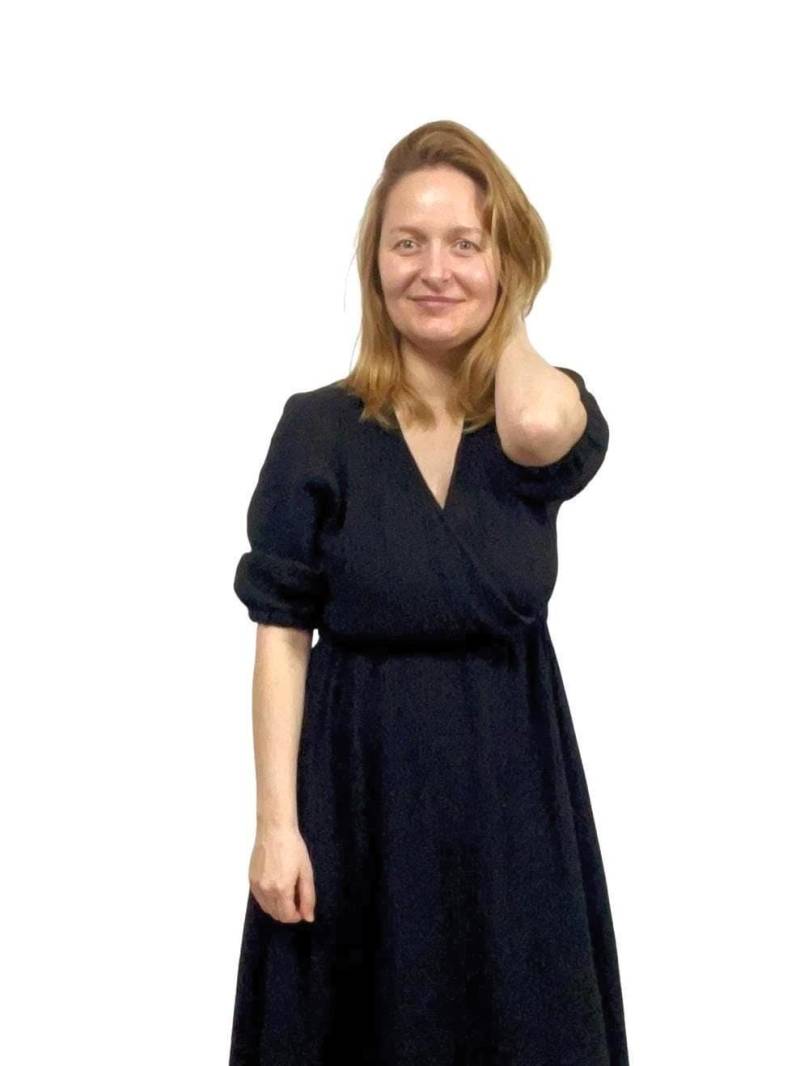 Mira Langes Schwarzes Musselin Kleid von OdPavli