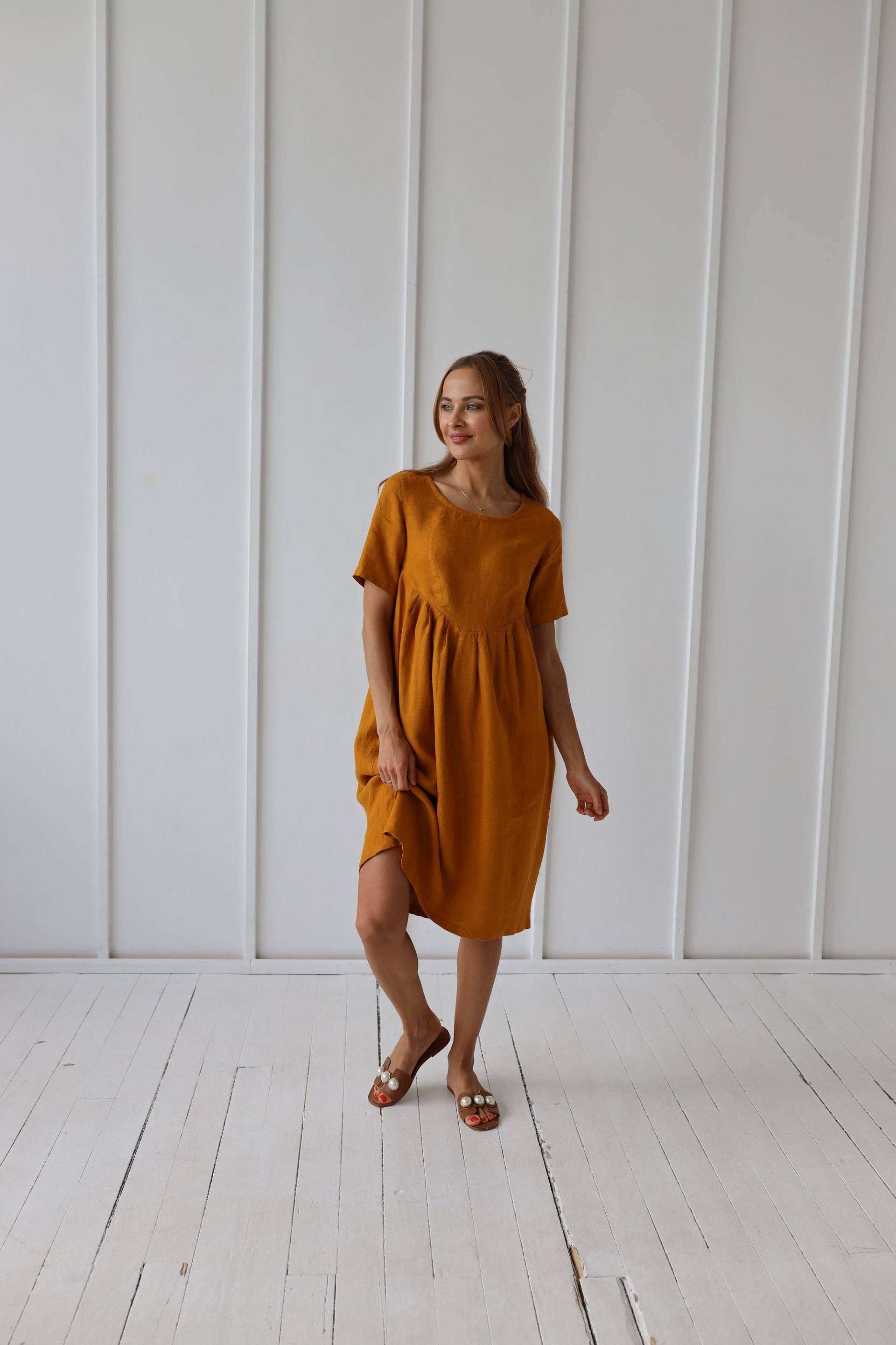 Kleid Aus 100 % Reinem Leinen/Umstandskleid/1237 Kleid Aus 100 % Reinem Leinen/Umstandskleid/1237 von OdaLux