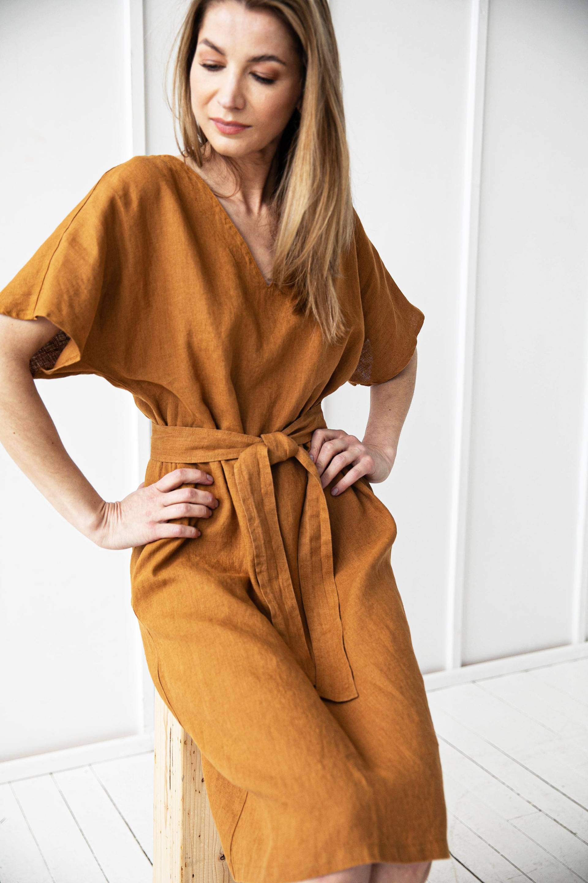 Lockeres Kleid Aus 100 % Leinen, Umstandskleid/ 1273 Lockeres Kleid Aus 100 % Leinen, Umstandskleid/ 1273 von OdaLux