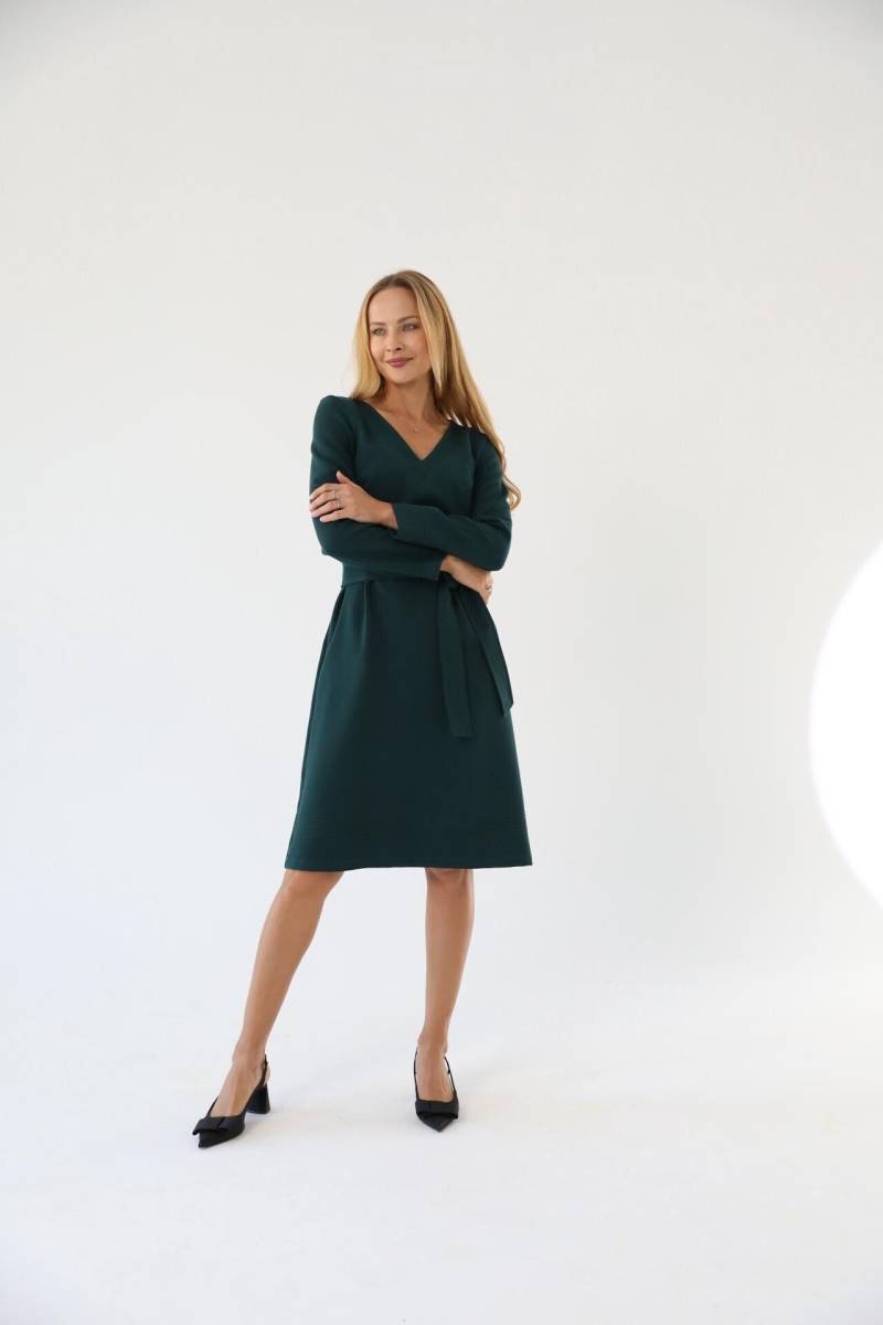 Winter-/Herbstkleid Mit Langen Ärmeln Und Handstickerei, Lockeres Warmes Kleid, Individuelles Midikleid, Handgemachte Plus Size Robe/ 3084 von OdaLux