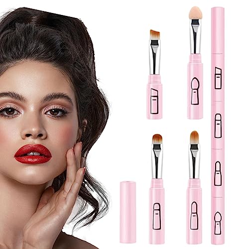 Abnehmbarer 4-in-1-Make-up-Stiftpinsel | Tragbare Lippe - Lidschatten-, Highlight- und Rougepinsel, weiches Puder-Reisepinsel-Set für Lidschatten, Geburtstagsfeier, Maskerade, Hochzeit Odavom von Odavom