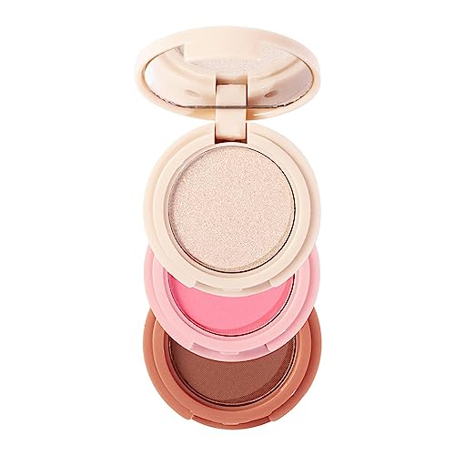 Highlighter-Make-up-Puderpalette,3-in-1-Gesichtsrouge-Puder | Schimmernder, konturierender, schweißfester, langanhaltender, strahlender Look für Frauen Odavom von Odavom