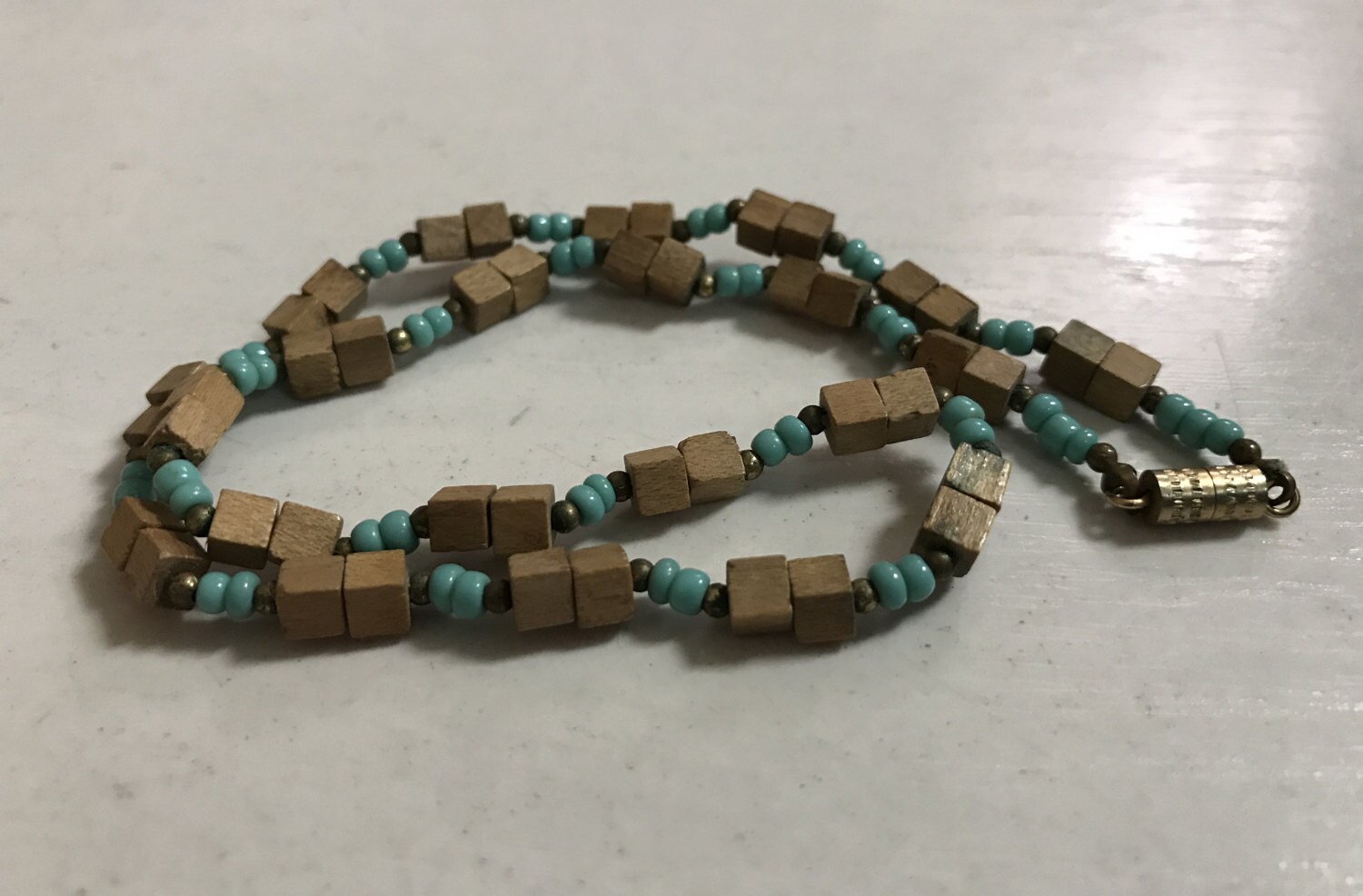 1970Er Jahren Perlen Halskette | Vintage Holzperle Und Seed Bead Schmuck von OddTwin
