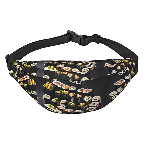 Wasserdichte Gürteltasche aus Polyester, leichte und langlebige Umhängetasche für Damen und Herren, japanisches Sushi, Schwarz, Japanisches Sushi schwarz, Einheitsgröße von Odddot