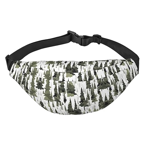 Wasserdichte Gürteltasche aus Polyester, leichte und langlebige Umhängetasche für Damen und Herren, japanisches Sushi, Schwarz, Weiße Bäume Camo Muster, Einheitsgröße von Odddot