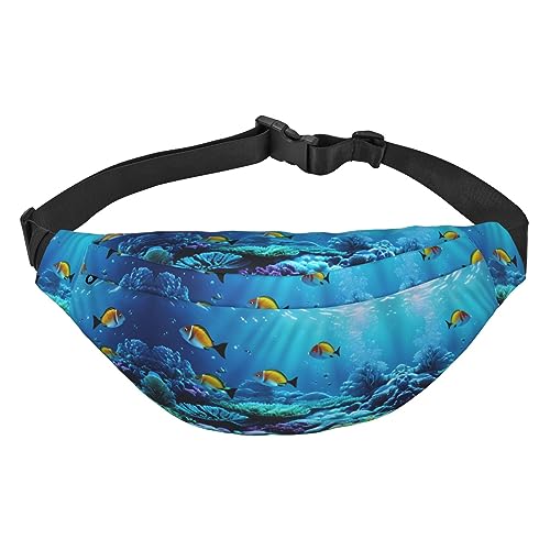 Wasserdichte Gürteltasche aus Polyester, leichte und langlebige Umhängetasche für Damen und Herren, zwei Vögel, Ruhige Unterwasserlandschaft, Einheitsgröße von Odddot