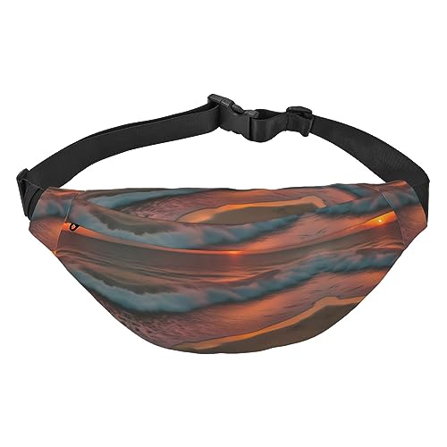 Wasserdichte Gürteltasche aus Polyester, leichte und langlebige Umhängetasche für Damen und Herren, zwei Vögel, Sonnenuntergang am Strand, Einheitsgröße von Odddot