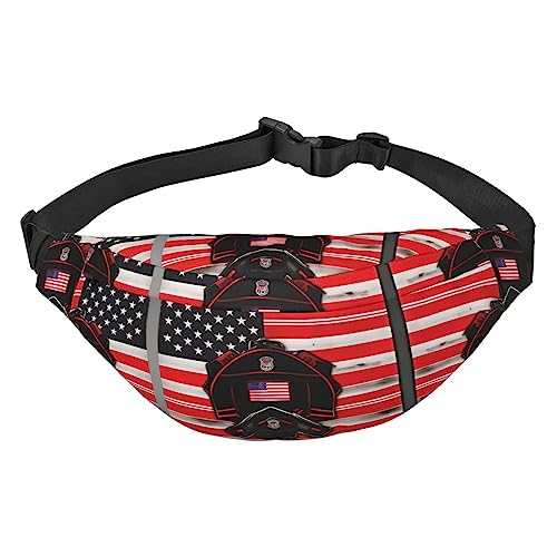 Wasserdichte Gürteltasche aus Polyester, leichte und strapazierfähige Umhängetasche für Damen und Herren, Taekwondo-Design, Red Line Firefighter USA-Flagge, Einheitsgröße von Odddot