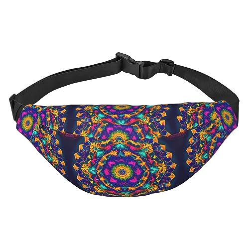 Wasserdichte Gürteltasche aus Polyester mit – leichte und langlebige Umhängetasche für Damen und Herren, Natur, violette Blumen, Wiese, Berglandschaft, Mandala-Muster, Einheitsgröße von Odddot