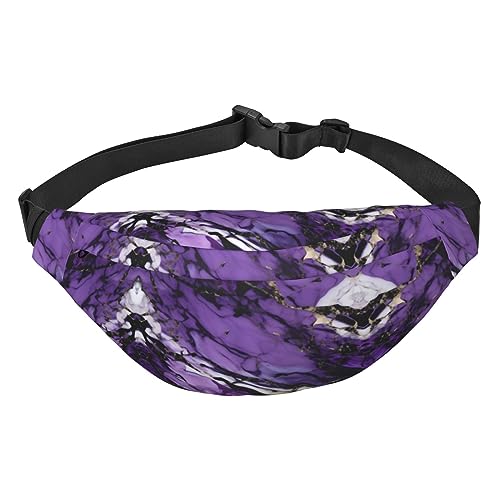 Wasserdichte Gürteltasche aus Polyester mit – leichte und langlebige Umhängetasche für Damen und Herren, Natur, violette Blumen, Wiese, Berglandschaft, Marmor lila, Einheitsgröße von Odddot