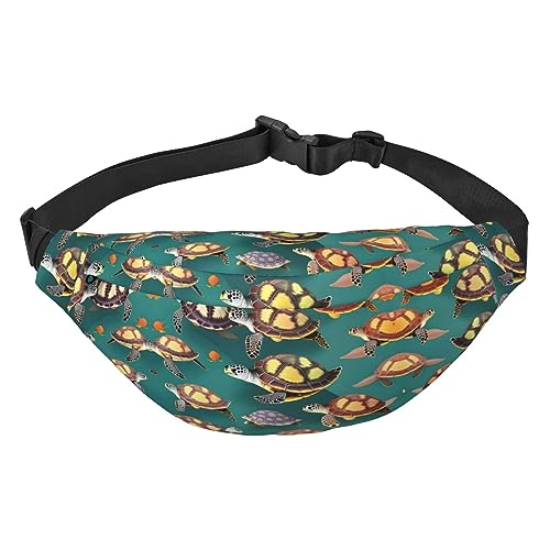 Wasserdichte Gürteltasche aus Polyester mit – leichte und langlebige Umhängetasche für Damen und Herren, Natur, violette Blumen, Wiese, Berglandschaft, Viele Tiere Meeresschildkröten, Einheitsgröße von Odddot