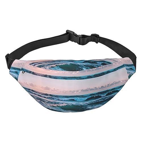 Wasserdichte Gürteltasche aus Polyester mit – leichte und langlebige Umhängetasche für Damen und Herren, lila Schmetterling und Blumen, Ocean Waves, Einheitsgröße von Odddot