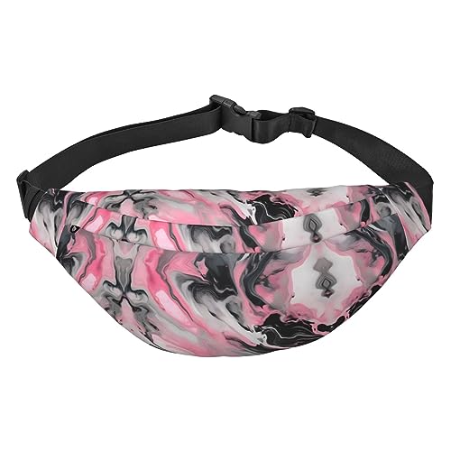 Wasserdichte Gürteltasche aus Polyester mit – leichte und langlebige Umhängetasche für Damen und Herren, lila Schmetterling und Blumen, Rosa abstrakte Tinte marmoriert grau künstlerisch, Einheitsgröße von Odddot