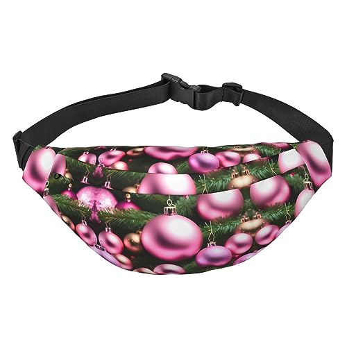 Wasserdichte Gürteltasche aus Polyester mit – leichte und langlebige Umhängetasche für Damen und Herren, rosa Flamingo am Strand, Rosa Weihnachtskugel, Einheitsgröße von Odddot