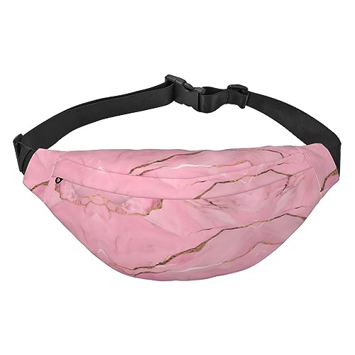 Wasserdichte Gürteltasche aus Polyester mit – leichte und langlebige Umhängetasche für Damen und Herren mit Pflanzen und Blumen, Textur Marmor Rosa, Einheitsgröße von Odddot