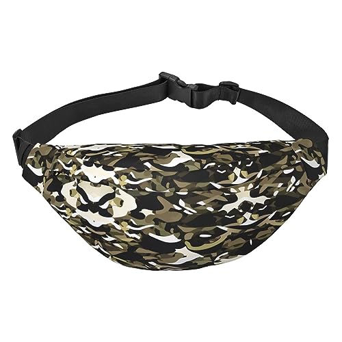 Wasserdichte Gürteltasche aus Polyester mit – leichte und strapazierfähige Umhängetasche für Damen und Herren, kanadische rauchige Bergklippe, Camouflage-Muster, Einheitsgröße von Odddot