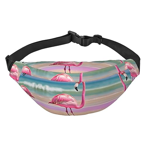 Wasserdichte Polyester Bauchtasche mit - leichte und langlebige Umhängetasche für Damen und Herren Orca Killer Whale, Ein rosa Flamingo am Strand, Einheitsgröße von Odddot