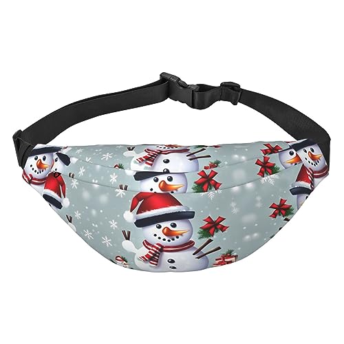 Wasserdichte Polyester Bauchtasche mit - leichte und langlebige Umhängetasche für Männer und Frauen, niedliche große braune Cartoon-Eulen, Weihnachtlicher Schneemann, Einheitsgröße von Odddot