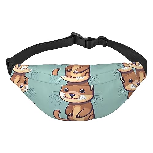 Wasserdichte Polyester Bauchtasche mit - leichte und langlebige Umhängetasche für Männer und Frauen Cartoon niedliche Otter, Cartoon Nette Otter, Einheitsgröße von Odddot