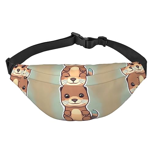 Wasserdichte Polyester Bauchtasche mit - leichte und langlebige Umhängetasche für Männer und Frauen Cartoon niedliche Otter, Cartoon-Otter., Einheitsgröße von Odddot