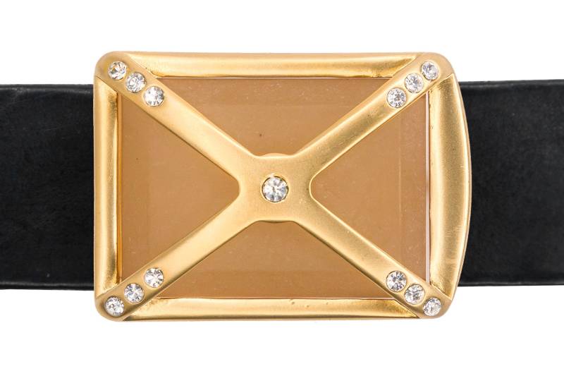 Gold Gürtelschnalle Mit Cross Design Und Strass Made in Italy Gold Gürtelschnalle Mit Cross Design Und Strass Made in Italy von OddsEndsandGoodStuff