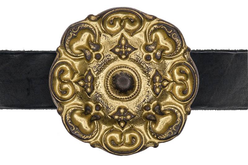 Vintage Goldene Gürtelschnalle, Hergestellt in Italien Mandela Mit Aufwendigem Blumenmuster von OddsEndsandGoodStuff