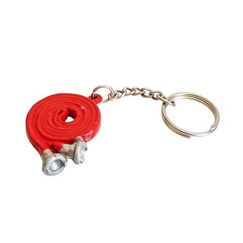 Odenwälder Lebensmittel Hochwertiger Feuerwehr Schlüsselanhänger - Robuster Metallanhänger - Feuerwehrhelm und andere Motive - tolles Geschenk für Männer und Jungs (Feuerwehr-Schlauch) von Odenwälder Lebensmittel