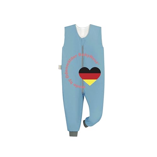 Odenwälder Baby Schlafsack Overall mit Füßen | Hopsi Hose 0,5 TOG | Sommer Schlafsack Overall 110/116 | blue von Odenwälder BabyNest