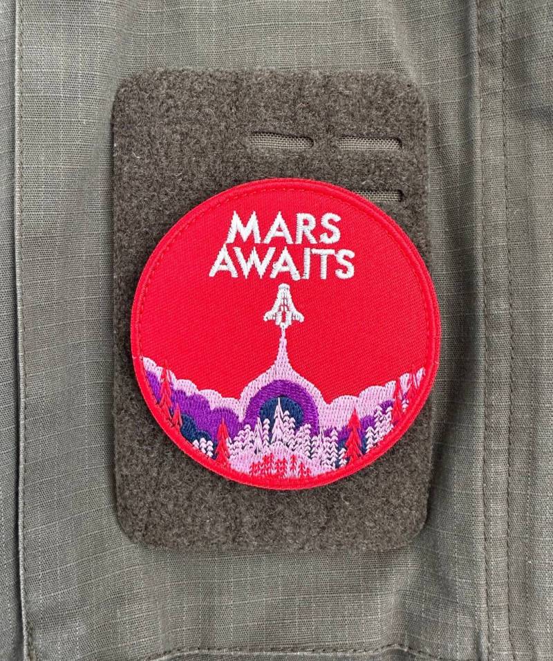 Patch "Mars Awaits" Mit Klettverschluss, Usa Nasa Rakete Crew Dragon Space X; Aufnäher Morale Tactical Outdoor Weltraum Mission Emblem Mond von OderT